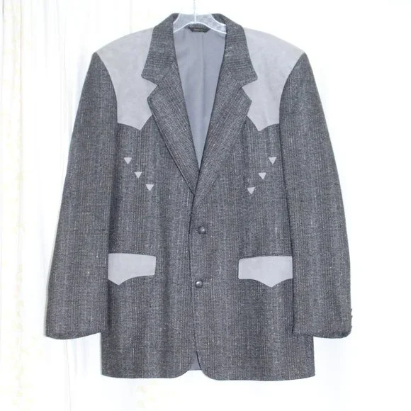 Vintage Pioneer Wear Golden Collection Gray Wool Western Blazer Jacket Men's 40L - Picture 1 of 10